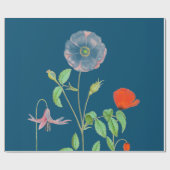 Cadeau POPIES SUR papier d'enveloppement BLEU FONCÉ (Plat)