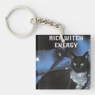Cadeau Porte-Clés Sorcière Chat Noir Énergie de So