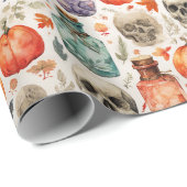 Cadeau Potions d'Halloween vintages et papier Citrouille (Coin rond)