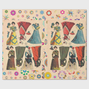 Cadeau Poupées en papier victorien Vintage ancien avec ro
