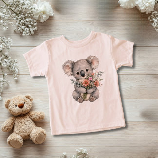 Cadeau pour bébé fille ourson koala fleurs sauvage