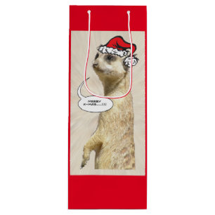 Cadeau Pour Bouteille Fer de Noël Meerkat Sac à vin rouge