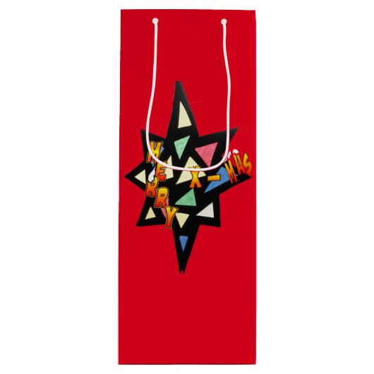 Cadeau Pour Bouteille Joyeux Noël Grosse Star Cust. Sac à vin (Devant)