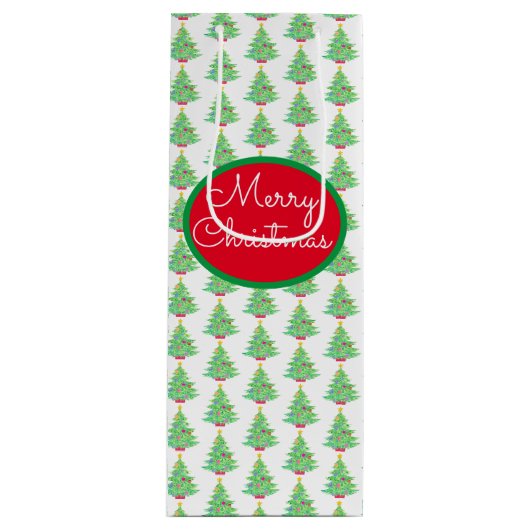 Cadeau Pour Bouteille Sac à vin d'arbre de Noël (Devant)