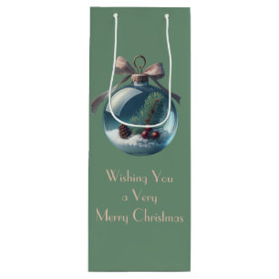 Cadeau Pour Bouteille Sac à vin de Noël vintage Bow & Orament