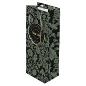 Cadeau Pour Bouteille Sac d'achat Apothécaire Vert et Gris (Devant Angle)