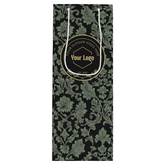 Cadeau Pour Bouteille Sac d'achat Apothécaire Vert et Gris (Devant)