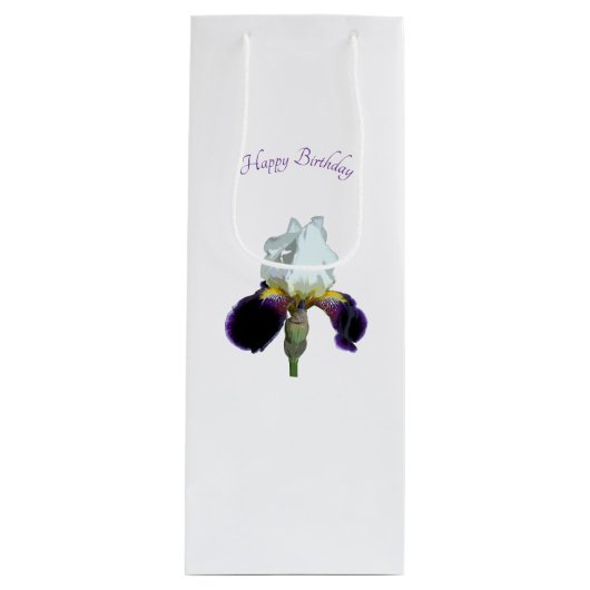 Cadeau Pour Bouteille Sac de vin avec iris violet et blanc (Devant)
