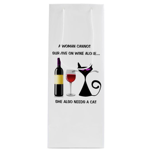Cadeau Pour Bouteille Sac de vin avec l'énonciation drôle de chat et de (Devant)