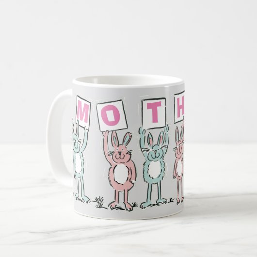 Cadeau pour mère avec lapins amusants Café Mug (Devant gauche)