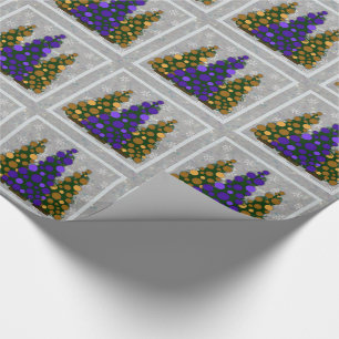 Cadeau Pourpre et papier d'emballage d'arbre de Noël d'o