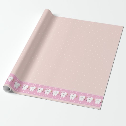 Cadeau Première nappe de partie rose dent, papier d'embal (Déroulé)