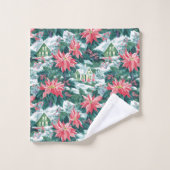 Cadeau preppy de Noël chic rose chaud et vert (Gant de toilette)