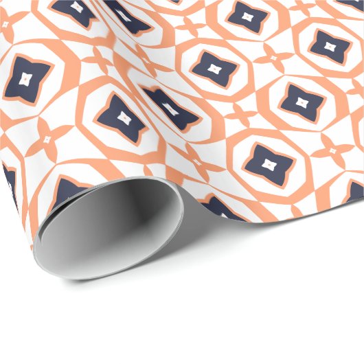 Cadeau Presque Shippo Orange et Navy Wrapper Papier (Coin rond)