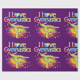 CADEAU PURPLE I LOVE GYMNASTICS WRAPPER PAPIER