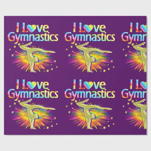 CADEAU PURPLE I LOVE GYMNASTICS WRAPPER PAPIER (Plat)