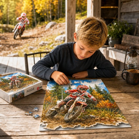 Cadeau Puzzle de Course de Motocross pour Garçons
