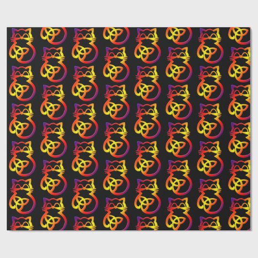 Cadeau Rainbow Trinity Knot Celtic Cat Wrapper Papier (Plat)