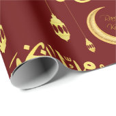 Cadeau Ramadan saluant papier d'emballage doré (Coin rond)