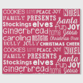 Cadeau Red Christmas Words Holiday Wrapper Papier (Plat)