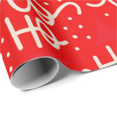Cadeau Red Festive Ho Ho Ho Christmas Wrapper Papier (Coin rond)