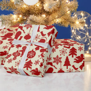 Cadeau Red Multi Motif Festive Papier d'enveloppement de