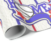 Cadeau Red White & Blue Home Run Baseball Papier rayé (Coin rond)