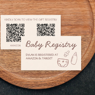 Cadeau Registratie Babyfeest Bruin Neutraal Qr Cod Informatiekaartje