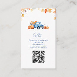 Cadeau Registratie QR Code Blauwe Vrachtwagen Klei Informatiekaartje