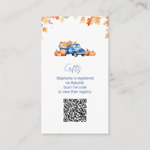 Cadeau Registratie QR Code Blauwe Vrachtwagen Klei Informatiekaartje