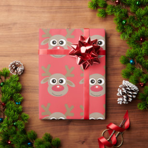 Cadeau Reindeer Noisé Rouge Papier à enveloppement Rouge