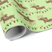Cadeau Reindeer Papier à envelopper de Noël Dachshund (Coin rond)