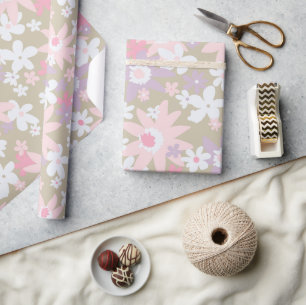 Cadeau Retour 60s papier d'emballage de papier fleur