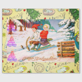 Cadeau RETRO NOËL ILLUSTRATION IWrapping Papier (Plat)