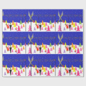 Cadeau Rétro papier d'emballage de ferme d'arbre de Noël (Plat)