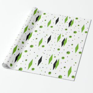 Cadeau Rétros diamants verts et papier d'emballage de