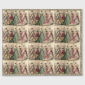 Cadeau Robe Victorienne Avec Papier À Bow Rose (Plat)