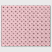 Cadeau Rose Clair | Papier noir à enveloppement à points  (Plat)