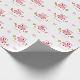 Cadeau Rose de bébé de papier d'emballage de hibou c'es
