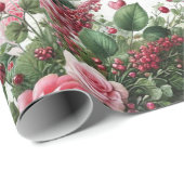 Cadeau Rose et Coeurs Valentines papier d'enveloppement d (Coin rond)