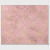 Cadeau Rose et or papier damassé de Paris (Plat)