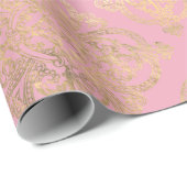Cadeau Rose et or papier damassé de Paris (Coin rond)