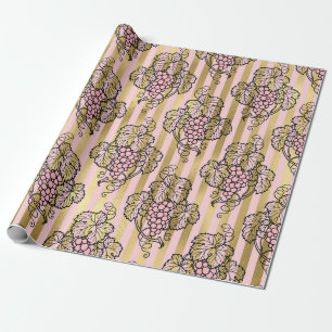 Cadeau Rose et or Paris papier d'emballage thématique vin
