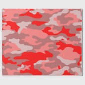 Cadeau Rose et papier d'emballage de camouflage rouge (Plat)