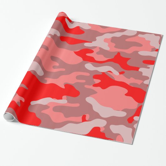 Cadeau Rose et papier d'emballage de camouflage rouge (Déroulé)