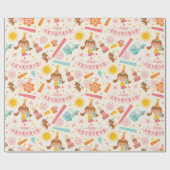 Cadeau Rose Girly Joyeux Anniversaire Papier Enveloppant (Plat)