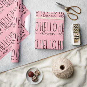 Cadeau Rose Hello Onze Papier d'enveloppement