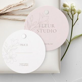 Cadeau Rose pâle | Étiquettes Prix Floral Minimal Chic