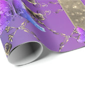 Cadeau Rose romantique et papillons enveloppant papier (Coin rond)