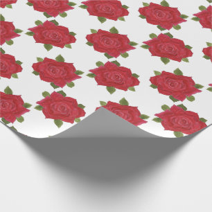 Cadeau Roses rouges romantiques sur le papier d'emballage